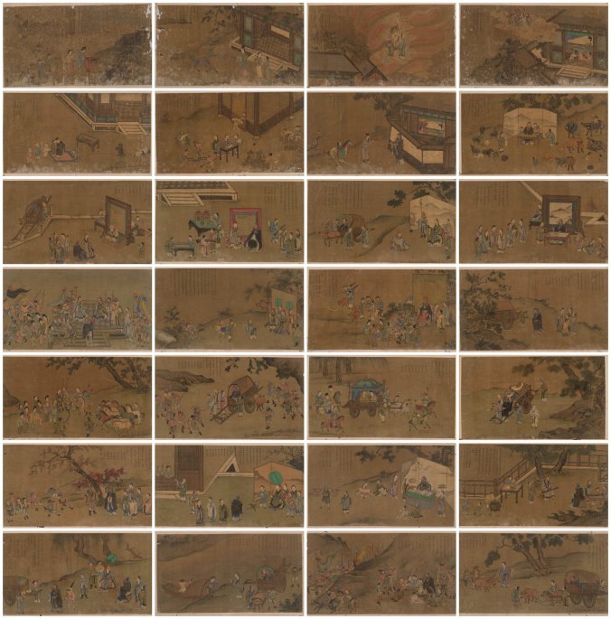 明 佚名 孔子圣迹图册 36副 明版彩绘绢本 TIF高清图片下载