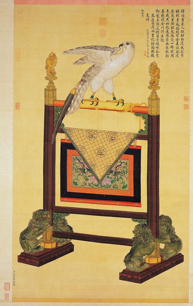 清朝 艾启蒙 土尔扈特白鹰图轴