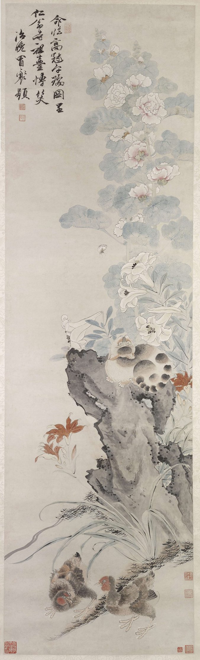 清朝 蔡含 高冠午瑞图立轴高清图