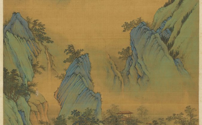 明朝 仇英 春山吟赏图 立轴73.49×180.86厘米 TIF高清图片下载530MB