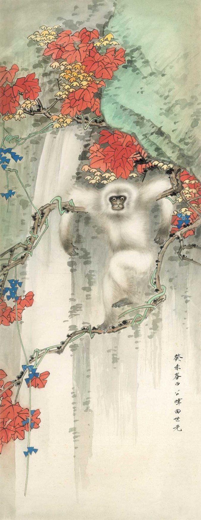 近现代 田世光 小猴图立轴 TIF高清图下载