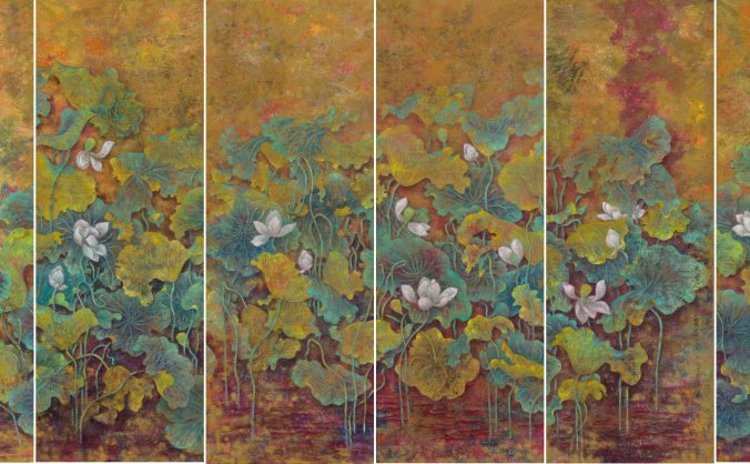 蔡小丽 荷花六条屏 TIF格式高清下载