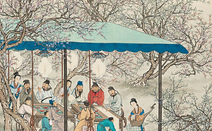 当代 夏荆山 桃李夜宴图 TIF高清图下载