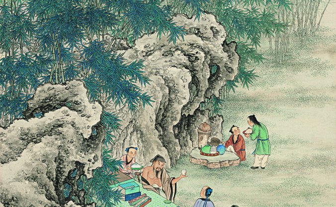 当代 夏荆山 竹林七贤图 绢本 TIF高清图下载