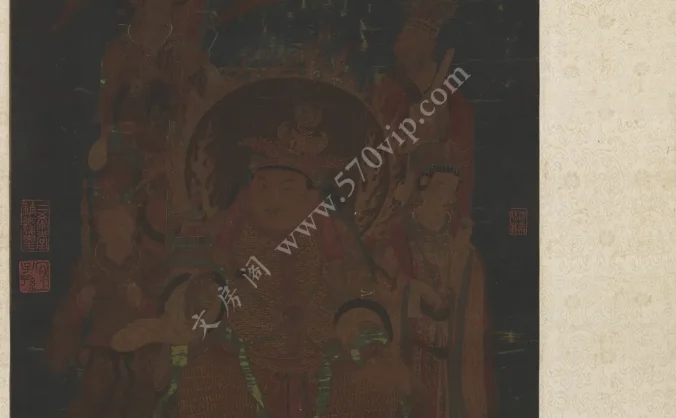 唐 吳道子寶積賓伽羅佛像軸 故畫000008