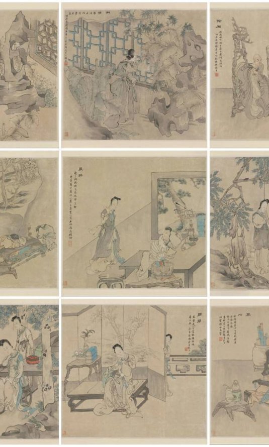 清 任薰 西厢记图册 12开