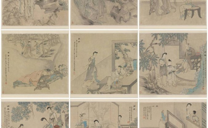 清 任薰 西厢记图册 12开